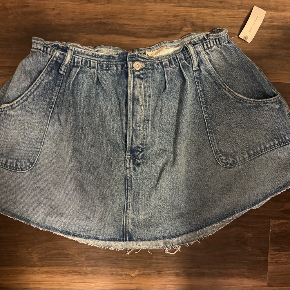 Anthropologie Washed Denim Circle Skirt